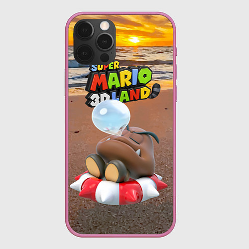 Чехол iPhone 12 Pro Max Goomba - Super Mario 3D Land / 3D-Малиновый – фото 1