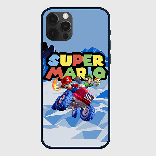 Чехол iPhone 12 Pro Max Марио и Луиджи гонщики - Super Mario / 3D-Черный – фото 1