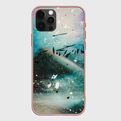 Чехол для iPhone 12 Pro Max Абстрактный голубой туман, краски и блёстки, цвет: 3D-светло-розовый