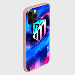 Чехол для iPhone 12 Pro Max Atletico Madrid неоновый космос, цвет: 3D-светло-розовый — фото 2