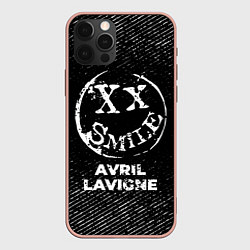 Чехол для iPhone 12 Pro Max Avril Lavigne с потертостями на темном фоне, цвет: 3D-светло-розовый