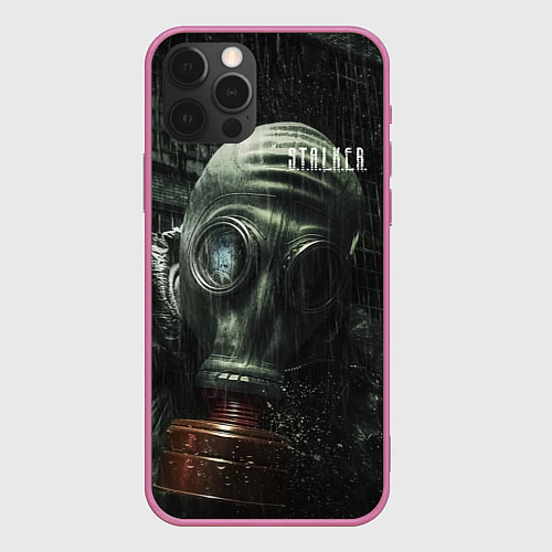 Чехол iPhone 12 Pro Max STALKER одиночка в противогазе / 3D-Малиновый – фото 1