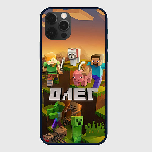 Чехол iPhone 12 Pro Max Олег Minecraft / 3D-Черный – фото 1