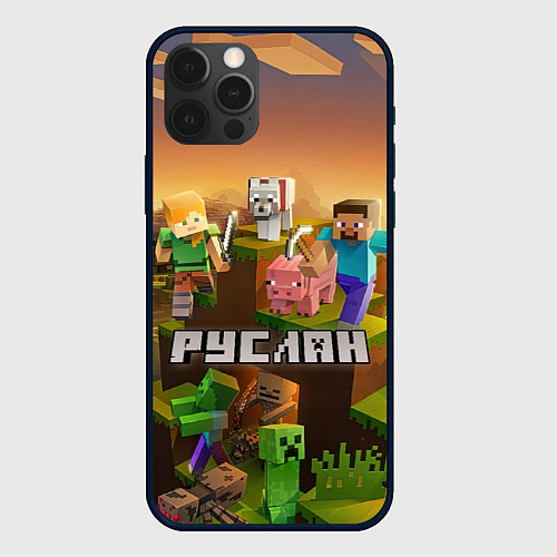 Чехол iPhone 12 Pro Max Руслан Minecraft / 3D-Черный – фото 1