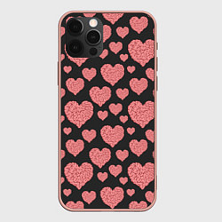 Чехол для iPhone 12 Pro Max Сердце-мозг, цвет: 3D-светло-розовый