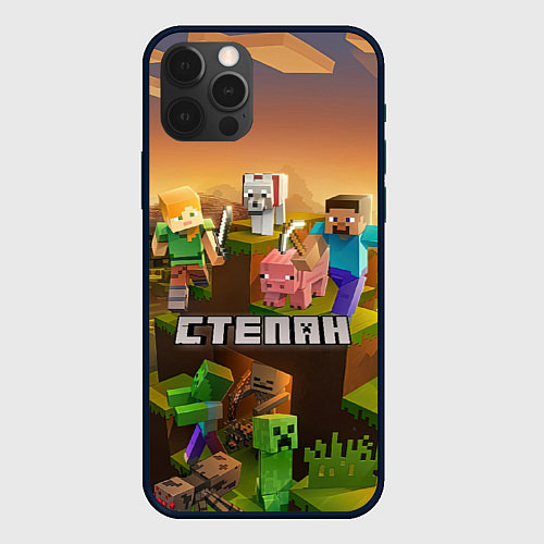 Чехол iPhone 12 Pro Max Степан Minecraft / 3D-Черный – фото 1