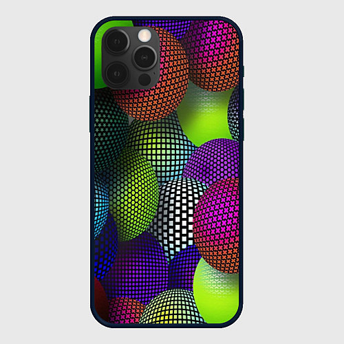 Чехол iPhone 12 Pro Max Трехмерные разноцветные шары / 3D-Черный – фото 1