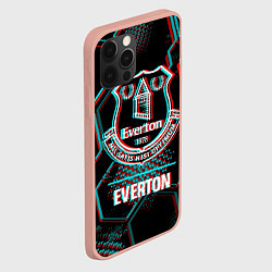 Чехол для iPhone 12 Pro Max Everton FC в стиле glitch на темном фоне, цвет: 3D-светло-розовый — фото 2
