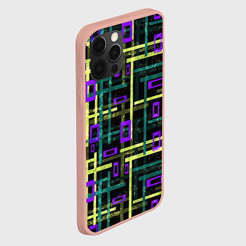 Чехол iPhone 12 Pro Max Геометрический узор с мраморной текстурой / 3D-Светло-розовый – фото 2
