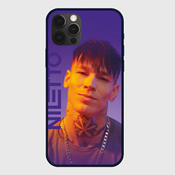 Чехол iPhone 12 Pro Max Niletto на фиолетовом фоне