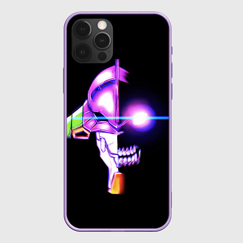 Чехол iPhone 12 Pro Max Evangelion neon / 3D-Сиреневый – фото 1