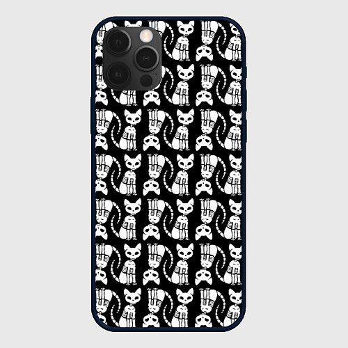 Чехол iPhone 12 Pro Max Скелет кошки - Halloween pattern / 3D-Черный – фото 1