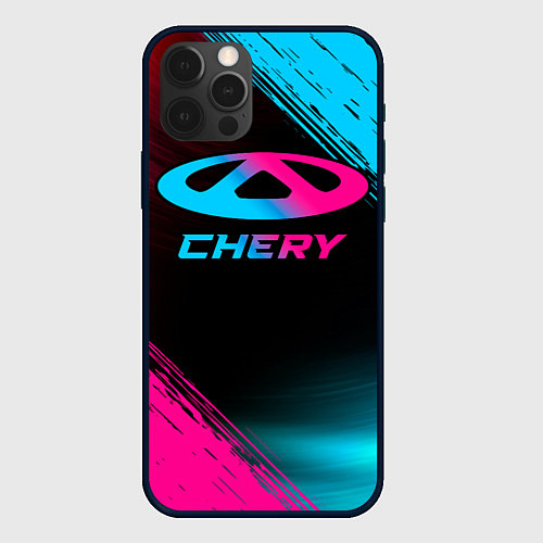 Чехол iPhone 12 Pro Max Chery - neon gradient / 3D-Черный – фото 1