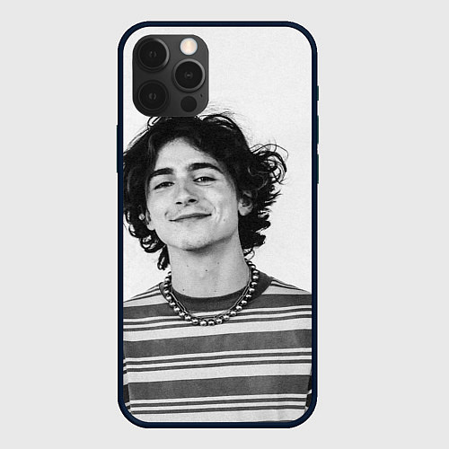 Чехол iPhone 12 Pro Max Timothee Chalamet black white photo / 3D-Черный – фото 1