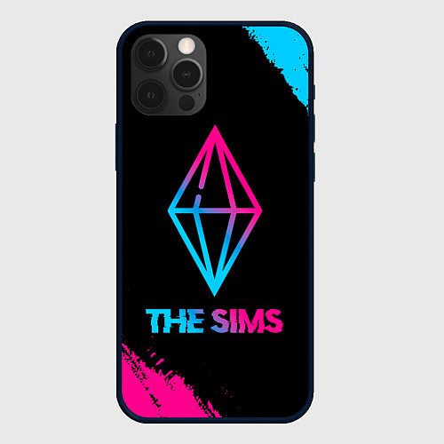 Чехол iPhone 12 Pro Max The Sims - neon gradient / 3D-Черный – фото 1