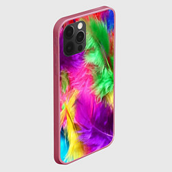 Чехол для iPhone 12 Pro Max Яркие разноцветные перья, цвет: 3D-малиновый — фото 2