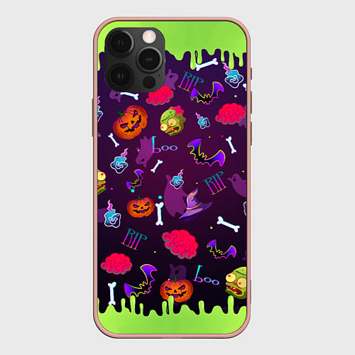 Чехол iPhone 12 Pro Max RIP halloween / 3D-Светло-розовый – фото 1