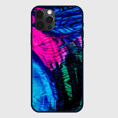 Чехол iPhone 12 Pro Max Неоновые краски - абстракция / 3D-Черный – фото 1