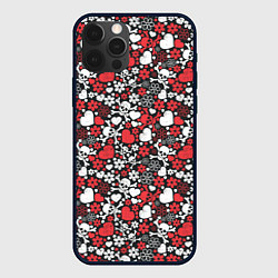 Чехол iPhone 12 Pro Max Череп, сердца и цветы
