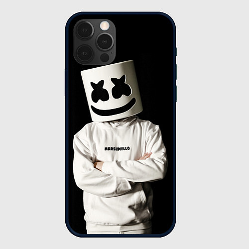 Чехол iPhone 12 Pro Max Marshmello на чёрном фоне / 3D-Черный – фото 1