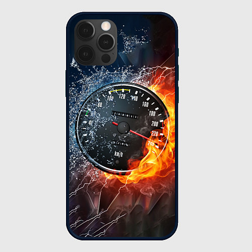 Чехол iPhone 12 Pro Max Need for Speed - спидометр / 3D-Черный – фото 1