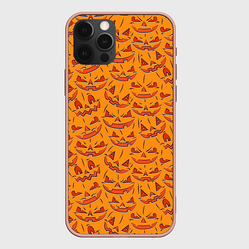 Чехол iPhone 12 Pro Max Halloween Pumpkin Pattern / 3D-Светло-розовый – фото 1