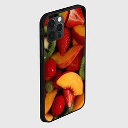 Чехол для iPhone 12 Pro Max Фруктово ягодный фон, цвет: 3D-черный — фото 2