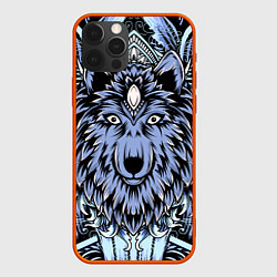 Чехол для iPhone 12 Pro Max Изображение волка, цвет: 3D-красный