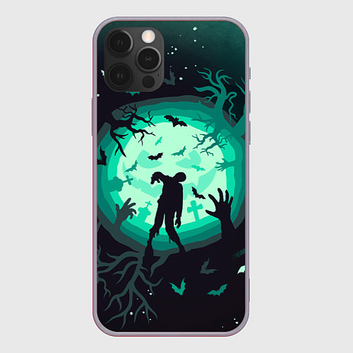Чехол iPhone 12 Pro Max Хэллоуин - Гуляющие мертвецы / 3D-Серый – фото 1