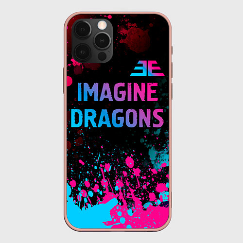 Чехол iPhone 12 Pro Max Imagine Dragons - neon gradient: символ сверху / 3D-Светло-розовый – фото 1