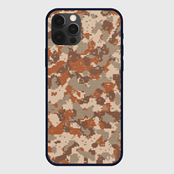 Чехол iPhone 12 Pro Max Цифровой камуфляж - серо-коричневый
