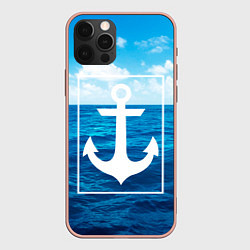 Чехол для iPhone 12 Pro Max Anchor - marine theme, цвет: 3D-светло-розовый