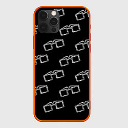 Чехол для iPhone 12 Pro Max Модные очки черно-белый узор, цвет: 3D-красный