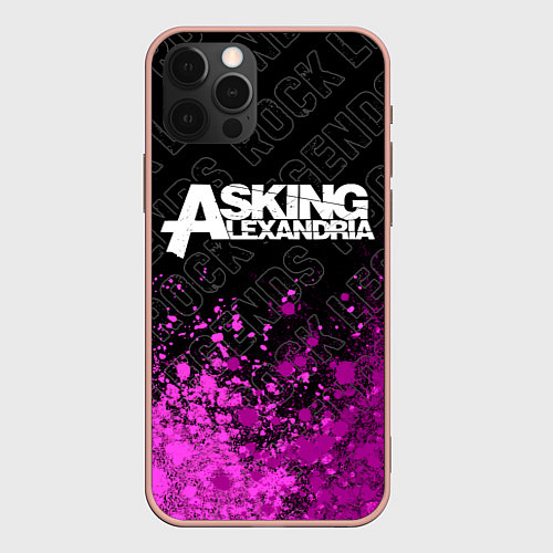 Чехол iPhone 12 Pro Max Asking Alexandria rock legends: символ сверху / 3D-Светло-розовый – фото 1