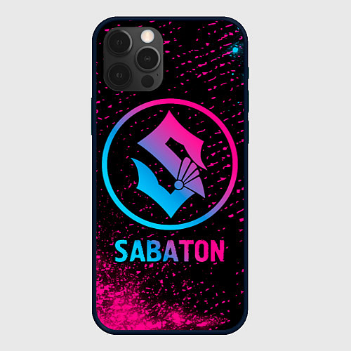 Чехол iPhone 12 Pro Max Sabaton - neon gradient / 3D-Черный – фото 1