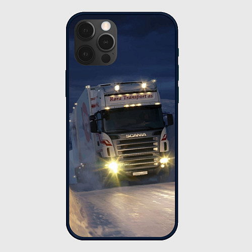 Чехол iPhone 12 Pro Max Для фуры Scania нет преград / 3D-Черный – фото 1