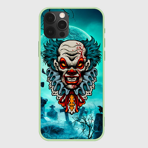 Чехол iPhone 12 Pro Max Злой клоун - хэллоуин / 3D-Салатовый – фото 1