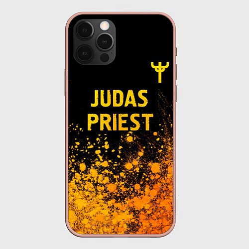 Чехол iPhone 12 Pro Max Judas Priest - gold gradient: символ сверху / 3D-Светло-розовый – фото 1