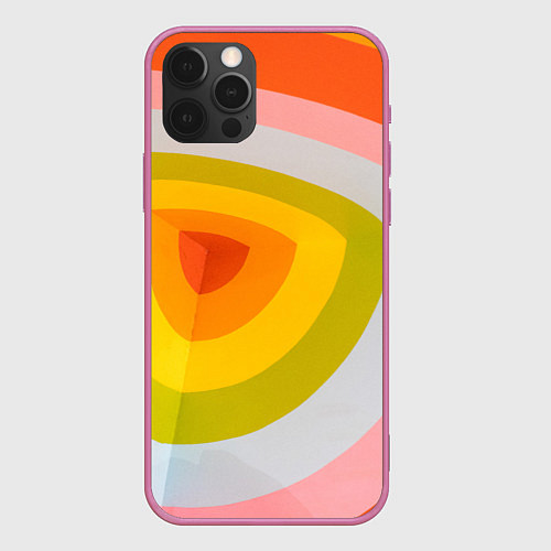 Чехол iPhone 12 Pro Max Красно-жёлто-оранжевый паттерн / 3D-Малиновый – фото 1