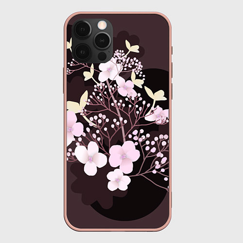 Чехол iPhone 12 Pro Max Цветы осени / 3D-Светло-розовый – фото 1