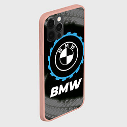 Чехол для iPhone 12 Pro Max BMW в стиле Top Gear со следами шин на фоне, цвет: 3D-светло-розовый — фото 2