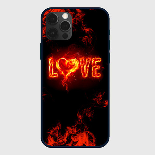 Чехол iPhone 12 Pro Max Fire love / 3D-Черный – фото 1