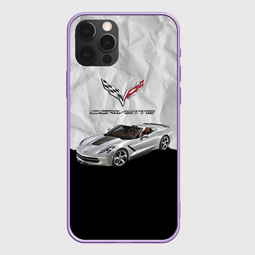 Чехол iPhone 12 Pro Max Chevrolet Corvette - motorsport / 3D-Сиреневый – фото 1