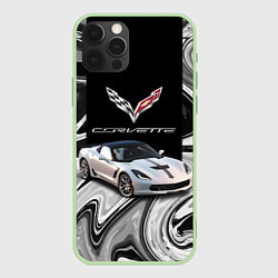 Чехол для iPhone 12 Pro Max Chevrolet Corvette - Motorsport - Racing team, цвет: 3D-салатовый
