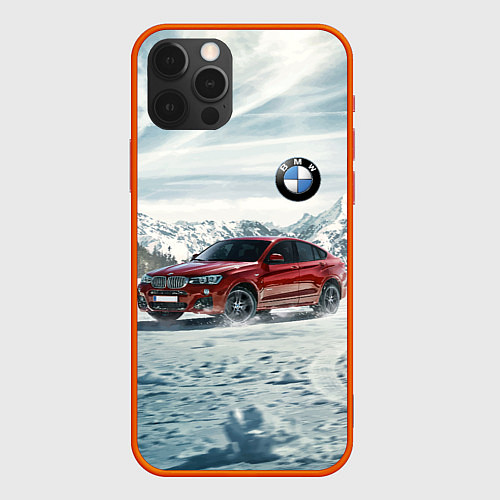 Чехол iPhone 12 Pro Max Крутая бэха в горах / 3D-Красный – фото 1