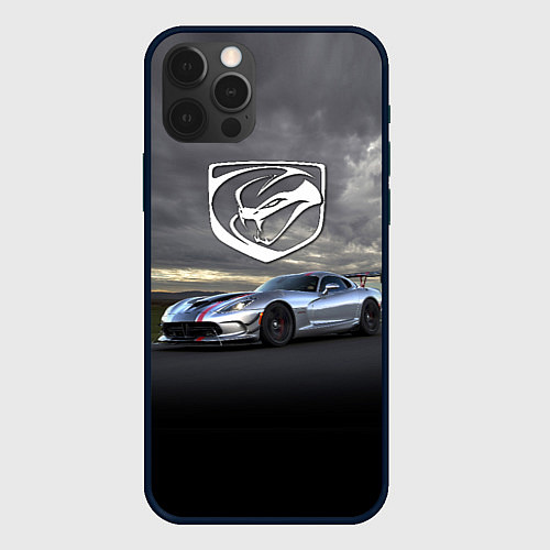 Чехол iPhone 12 Pro Max Dodge Viper ACR - 645 лошадок - трековые гонки / 3D-Черный – фото 1