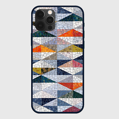 Чехол iPhone 12 Pro Max Каменный разноцветный паттерн / 3D-Черный – фото 1