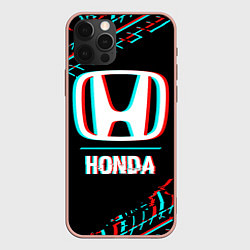 Чехол iPhone 12 Pro Max Значок Honda в стиле glitch на темном фоне