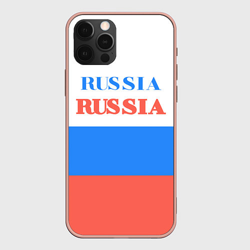 Чехол iPhone 12 Pro Max Цвета флага России Russia / 3D-Светло-розовый – фото 1