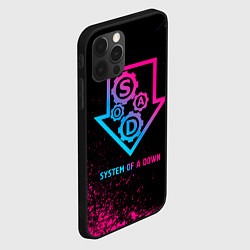 Чехол для iPhone 12 Pro Max System of a Down - neon gradient, цвет: 3D-черный — фото 2